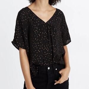 Madewell Rhyme Top Metallic Dot Medium Classic Career Office Holiday Artsy Chic